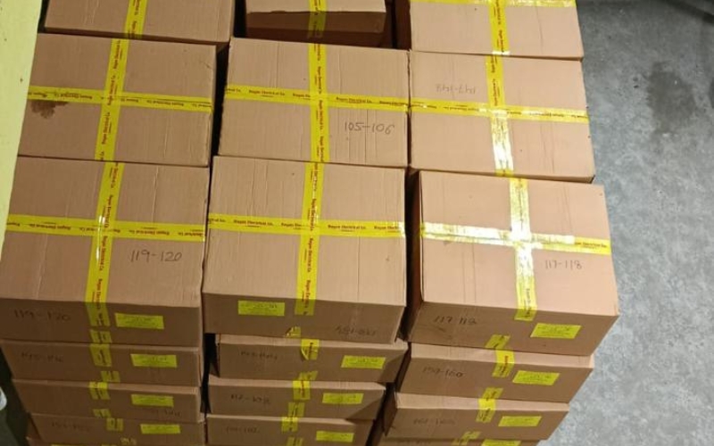Electrical equipment packed in wooden crates